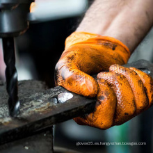 Guante de nitrilo mecánico resistente a químicos sintéticos de naranja